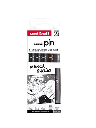 Uni-Ball Astuccio Per Pennarelli Tecnici, Punta Calibrata Da 0,03 A 0,5 Mm, Nero E Grigio, 5 Pezzi