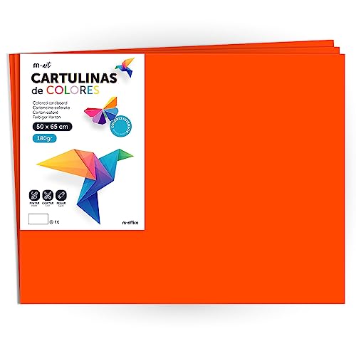 Cartulina De Colores, Cartulina Grande 50X65 Cm De Colores Claros E Intensos, Cartulinas De Colores 180Gr Para Manualidades, Diseños Creativos Y Proye