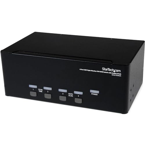 Startech.Com Switch Kvm Dvi Usb Per Monitor Triplo A 4 Porte Con Audio E Hub Usb 2.0
