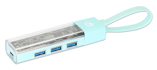 Manhattan Hub Combo Usb 2In1 A 4 Porte (Verde Acqua E Trasparente)