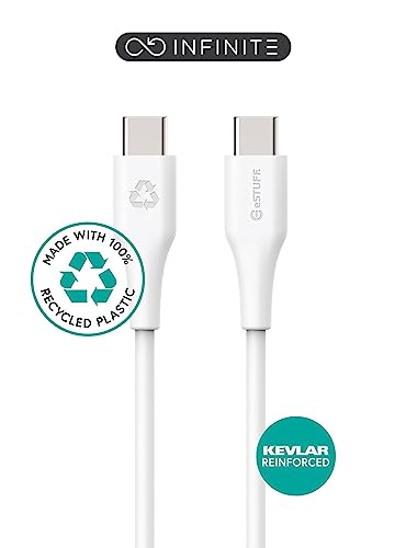 Estuff Infinite Usb-C To Usb-C Cable 1M White. Recycled Plastic, Es604101-Bulk (1M White. Recycled Plastic. Super Soft)