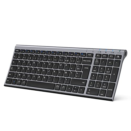 Iclever Tastiera Senza Fili Bluetooth, Tastiera Wireless Multi-Dispositivo Con 3 Canali Bluetooth,Azerty Francese, Usb-C, Ultra Sottile, Per Apple Mac