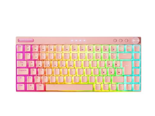 Mars Gaming Mkcloud, Tastiera Meccanica Senza Fili Rgb Rosa, Ultra-Compatto 75%, Interruttore Outemu Sq Pro Rosso, Lingua Francese