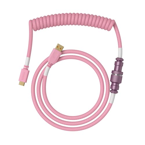 Glorious Gaming - Cavo Spiralato Premium Per Tastiere - Pixel Pink, Usb-A (Pc) A Usb-C (Tastiera) Placcato Oro, Anti-Intreccio, Rivestimento Intreccia