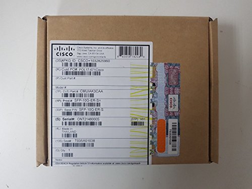 Cisco 10Gbase-Er Sfp+ Fiber Optic 1550Nm 10000Mbit/S Sfp+ Network Transceiver Module - Network Transceiver Modules (10000 Mbit/S, Sfp+, Lc, Ieee 802.3