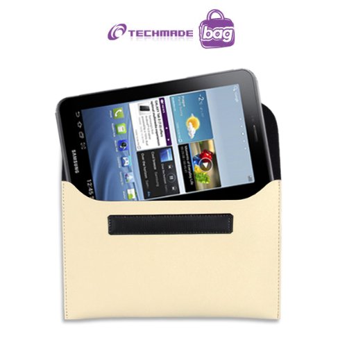 Techmade Custodia Folder Pelle Cream Per Tablet Fino A 7"
