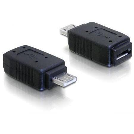 Delock Adapter Usb Micro-A+B Female To Usb Micro A-Male Nero