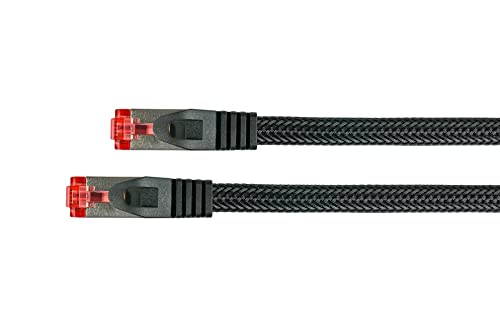 Python Series Ethernet Lan Cavo Patch Con Rastnasenschutz Rns E Nylon Intrecciato Nero Nero 3 M