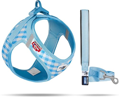 Vest Harness Curli Clasp Air-Mesh Skyblue-Caro Xs & Leash M
