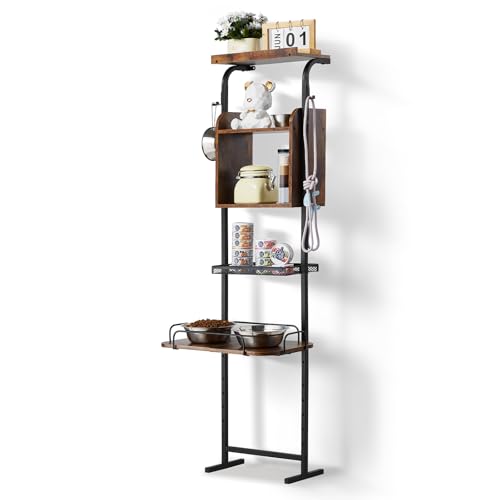 Vevor Stazione Di Alimentazione Per Animali Domestici Con Contenitore, Supporto Porta Alimenti 500X198X1450Mm, Supporto Stazione Di Alimentazione Con
