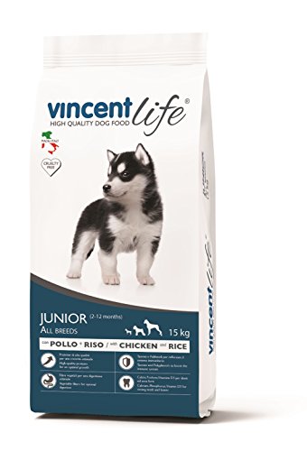 Vincentlife Junior 15Kg - Pollo & Riso - Alimento Completo Per Cuccioli