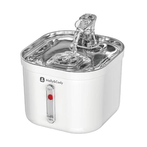 Molly&Cody Fontana Primaverile Per Cani E Gatti (Capacità Dell'Acqua 2 L, Distributore Automatico Dell'Acqua, Pompa Dell'Acqua Ultra Silenziosa, Indic