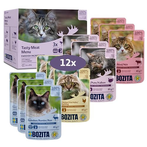 Bozita Astuccio In Salsa Con Carne Multibox 12 X 85 G Pouch – Cibo Umido Per Gatti In Sacchetto Porzione