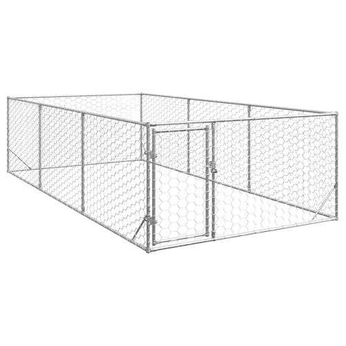 Vidaxl Cuccia Per Cani Da Esterno Con Porta 2X4X1 M Acciaio Zincato, Gabbia Per Cani All'Aperto, Gabbia Per Cani Di Grandi Dimensioni, Recinto Per Can