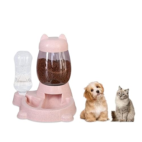 Distributore Di Cibo E Acqua, Dispenser Automatico Di Alimenti E Acqua Per Animali Domestici Di Piccole E Medie Dimensioni (Rosa) Idea Regalo