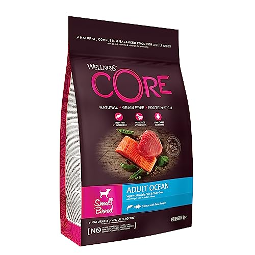 Wellness Core Small Breed Ocean, Salmone E Tonno, 5 Kg, Cibo Per Cani Asciutto Per Cani Adulti Di Piccole Razze, Senza Zucchero, Senza Cereali, Con Al