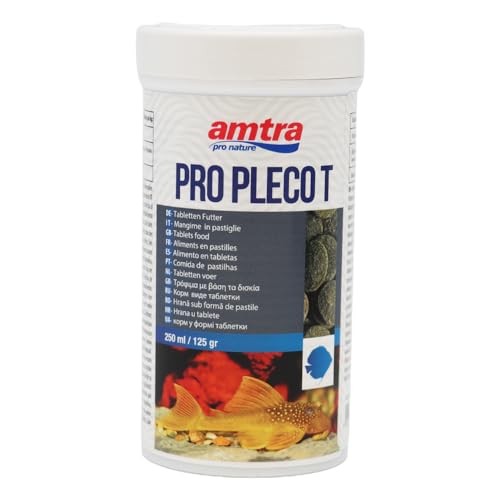 Amtra Pro Pleco Tabs 250 Ml - Mangime Completo In Tavolette A Base Di Lignina E Minerali, Per Pesci Gatto, Loricaridi, Per Acqua Dolce