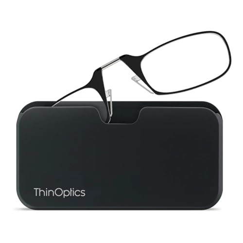 Thinoptics Occhiali Da Lettura Con Custodia Universale, Graduazione Di 1.50 Resistenza, Montatura Nera