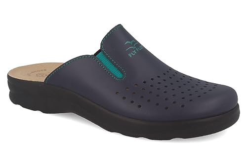 Fly Flot | Man Professional, Zoccoli Sanitari Uomo Con Elastico Regolabile, Ciabatta Con Tomaia In Pelle Forata, Sottopiede Imbottito In Pelle Antisho