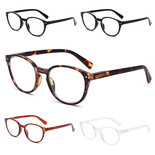 Skyway 5 Pacco Occhiali Da Lettura Donna Uomo 3.0, Occhiali Anti Luce Blu Con Cerniere A Molla, Occhiali Per Pc Antiriflesso/Leggero, Occhiali Da Vist