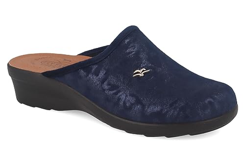 Fly Flot | Trendy Woman, Pantofole Donna Con Logo, Ciabatta Con Tomaia In Morbida Microfibra, Sottopiede Imbottito In Pelle Antishock, Blu, 37