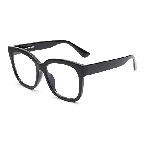Jim Halo Occhiali Luce Blu Grande Quadrati. Comodi E Resistenti A Schermi E Monitor. Per Donna - Uomo. [Nero]
