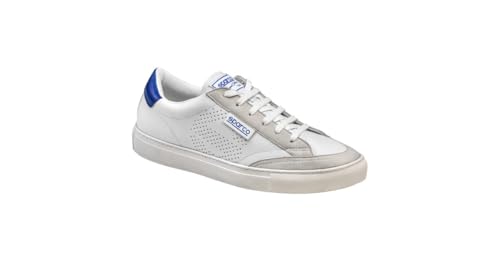 Sparco 0012B343Biaz Zapatillas S-Time Talla 43 Blanco/Azul, Stivaletti Bassi Con Lacci Unisex-Adulto, Multicolore, Eu