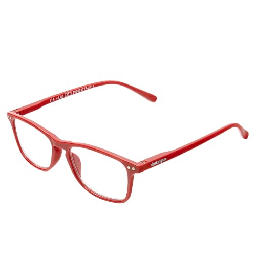 Distinguo Occhiali Da Lettura Unisex Eyewear 813 - Diverse Gradazioni E Colori - Con Custodia Rigida, Panno Per Pulizia, Laccetto Per Occhiale (Rosso,