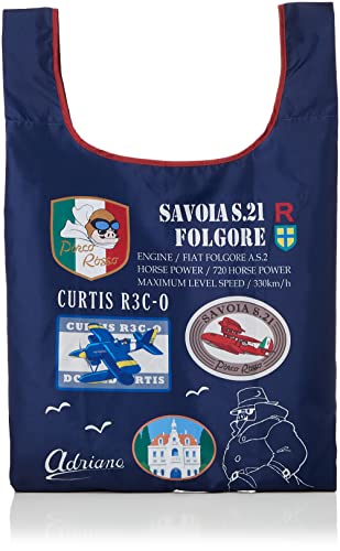 丸眞 Ghibli - Porco Rosso - Borsa Per La Spesa Pieghevole Con Tasca Portaoggetti