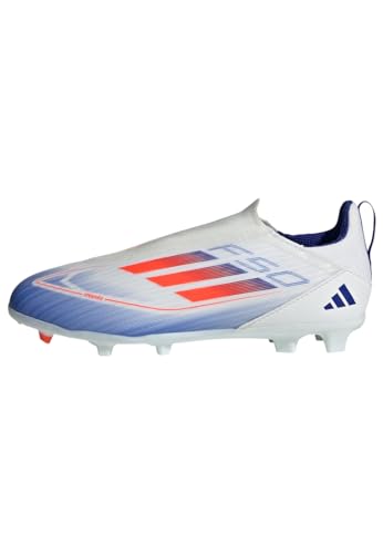 Adidas F50 League Laceless Football Boots Firm Ground, Scarpe Da Calcio, Cloud White/Solar Red/Lucid Blue, 29 Eu