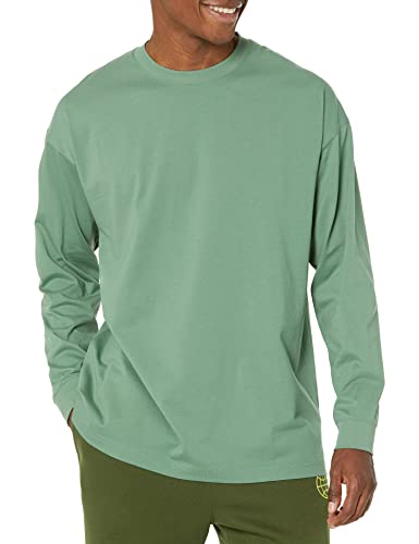 Amazon Essentials Maglietta Oversize A Maniche Lunghe In Cotone Biologico Uomo, Verde Salvia, Xs