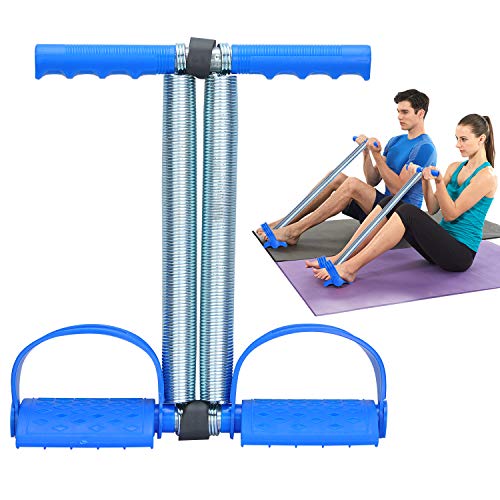 Covvy Corda Elastica Per Addominali E Gambe, Con Doppia Molla, Attrezzo Per Bodybuilding, Fitness, Yoga, Allenamento (Blu)