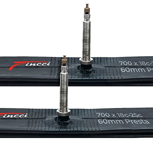 Fincci Camere Daria Bici Corsa 700 X 18C X 23C X 25C, Coppia Camera D'Aria 28 Valvola Interna Presta 60Mm - Per Bici Elettrica, Ciclo Gara Strada Cors