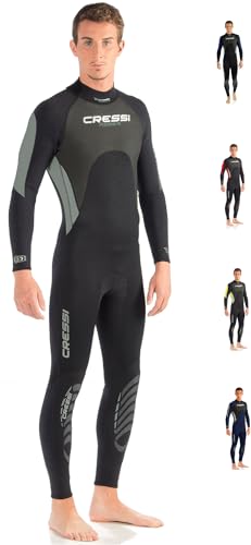 Cressi Morea Wetsuit Full 3 Mm, Muta Monopezzo Neoprene Ultrastretch Uomo, Nero/Argento/Argento, Xxl/6