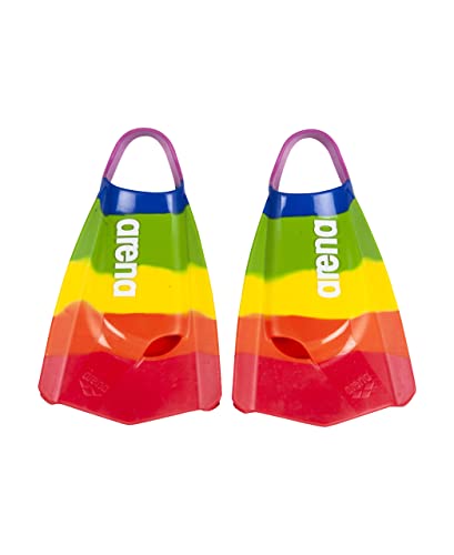 Arena Powerfin Pro Ii, Pinne Unisex Per Adulti, In Silicone, A Lama Corta, Piede Destro/Sinistro Personalizzabile, Multicolore (Arena Pride), Misure: