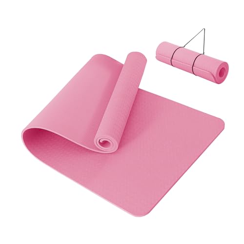 Good Nite Tappetino Da Yoga Spesso 10 Mm, In Tpe, Per Donne E Uomini, Antiscivolo, Per Palestra E Pilates, 183 X 61 X 1 Cm, Colore: Rosa