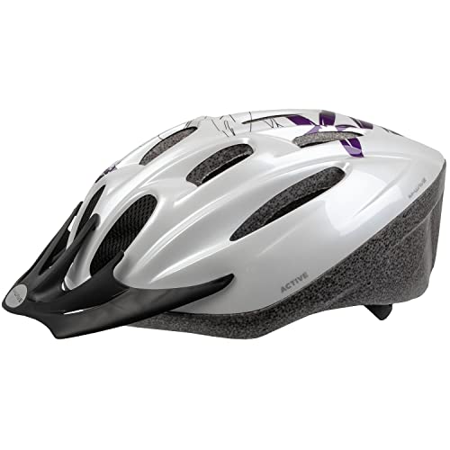 M-Wave Fahrradhelm White Flower, Casco Donna, Multicolore-Bianco/Viola, L