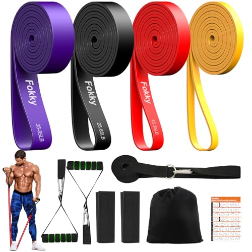 Fokky Elastici Fitness Di 4 Livelli Di Resistenza, Elastico Fitness Con Ancoraggio Porta, Maniglie E Cover Protettiva, Elastici Palestra Per Allenamen