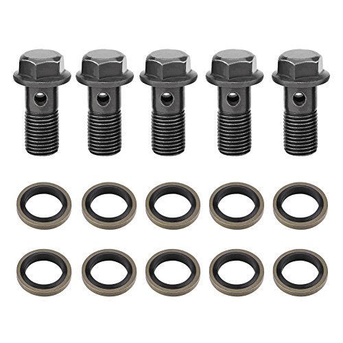 Keenso Bulloni E Raccordi Banjo 5 Pezzi Moto Banjo Bulloni E Rondelle Per Cilindro Maestro Pinza Freno M10 X1,25/M10 * 1,0 Mm(M10×1.25Mm)