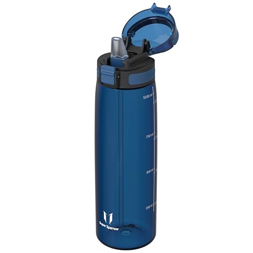 Super Sparrow Borraccia 1Litro - Bottiglia Sportiva Senza Bpa, A Prova Di Perdite - Borraccia Con Cannuccia Ideale Per Scuola E Sport