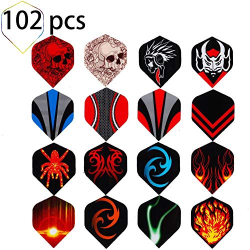 Tobeit 102 Pezzi Freccette Alette(Dart Flights)-34 Set Durevole Standard Alette Per Freccette Extra Rigide A Tutti I Tipi Di Gioco Sia Freccette Soft 