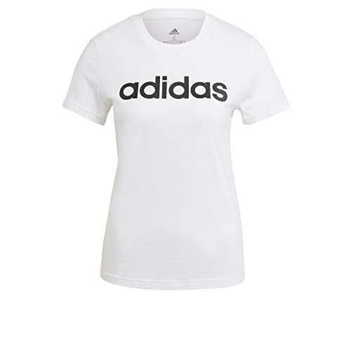 Adidas Essentials Slim Logo, T-Shirt Donna, White/Black, M