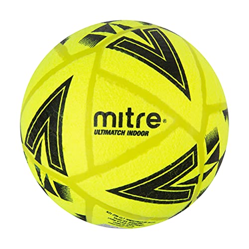Mitre Ultimatch Pallone Da Calcio Indoor, Indeformabile, Giallo/Nero, 5
