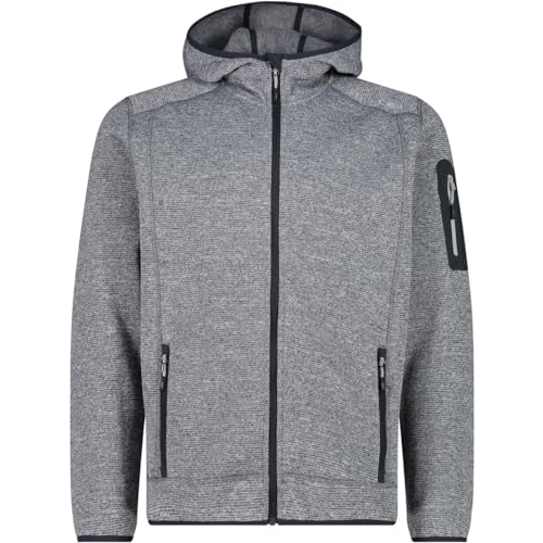 Cmp Giacca In Knit-Tech Da Uomo Con Cappuccio Fisso, Ice-Titanio-Nero, 52