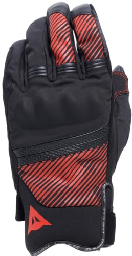 Dainese - Fulmine D-Dry® Gloves, Guanti Moto Invernali, Protezioni Sulle Nocche, Guanti Con Imbottitutura Termica, Touchscreen, Man, Nero/Nero/Rosso,