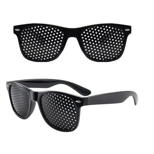 Misfun 2 Pezzi Pinhole Glasses, Occhiali Stenopeici, Occhiali A Griglia, Occhiali A Foro Stenopeico, Per La Cura Della Vista E Per Un Miglioramento De