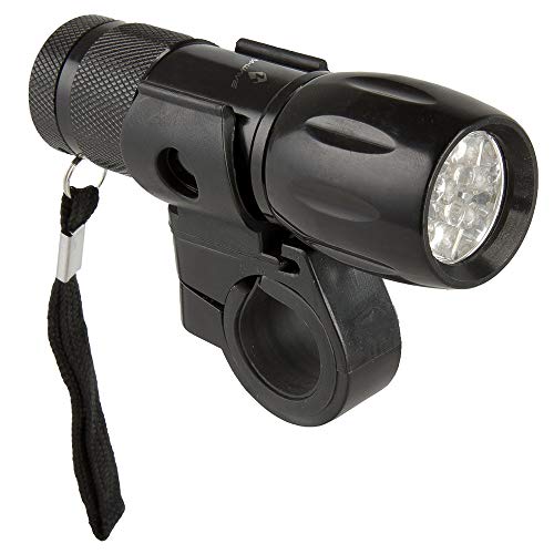 M-Wave Head Light Bike & Outdoor, Black Alloy Housing, With 9 White Leds, 1 Function, With 3 Batteries(Aaa), With Quick Release Bracket No. 223523, Al