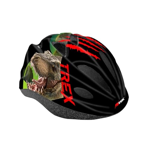 Mvtek Casco Junior T-Rex. Casco Bici Bambino. Casco Bambino 52/56Cm. Casco Per Bambini In Policarbonato, Omologato, Regolabile, Traspirante, Ergonomic
