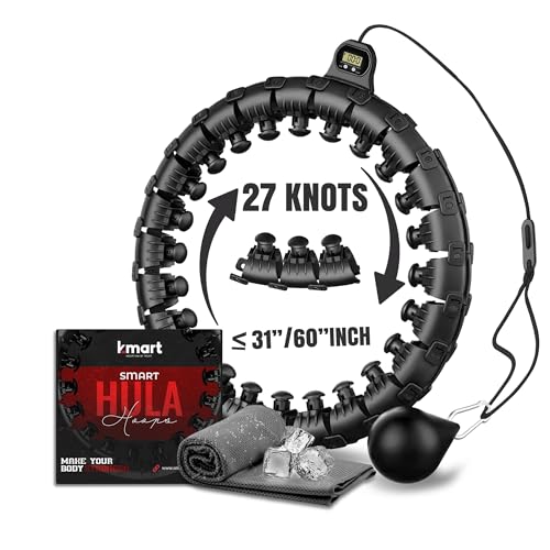Smart Weighted Hula Hoop, Hula Hoop Regolabile Per Esercizi Di Fitness Con Peso – 27 Nodi (Nero)