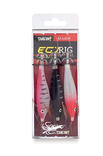 Sugoi Lenza Pronta Tataki Per La Pesca Al Calamaro, Egi Rig 02, Composta Da Tre Artificiali.